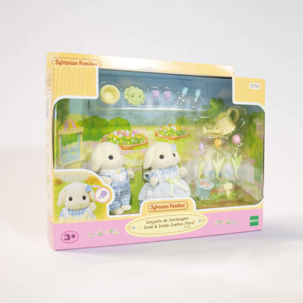 Sylvanian Families Conjunto Jardinagem Irmãos Coelhos Floral.