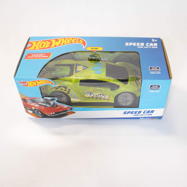 Hot Wheels Speed Car Roda Livre Com Luz e Som Verde Multikids.