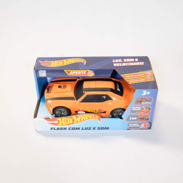 Hot Wheels Carro Flash Laranja Com Luz E Som Multikids.