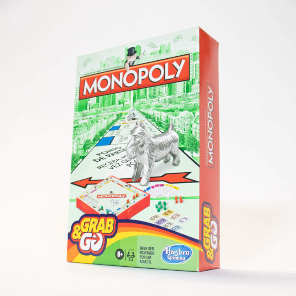 Jogo Monopoly Grab & Go Tabuleiro Banco Imobiliário.